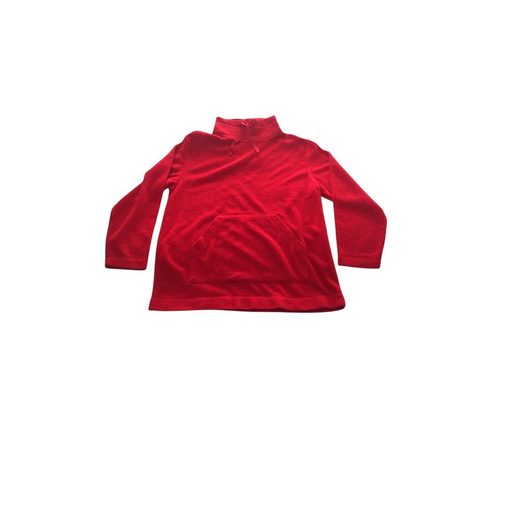 Catalina Red Fleece Drawstring Turtleneck Kangaroo Pocket Sz M Pullover Vintage